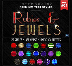 极品PS样式－20个宝石珠宝效果(第一套/含PSD文件)：Rubies & Jewels #1 - 20 Styles